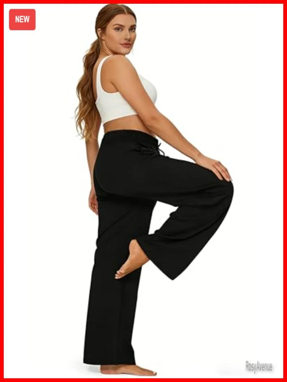 Plus Size Wide Leg Palazzo Yoga Pants with Pockets Drawstring High Waist Loose